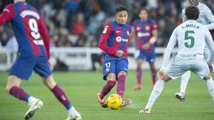 Raphinha, en el partido de liga entre el Barça y el Getafe.