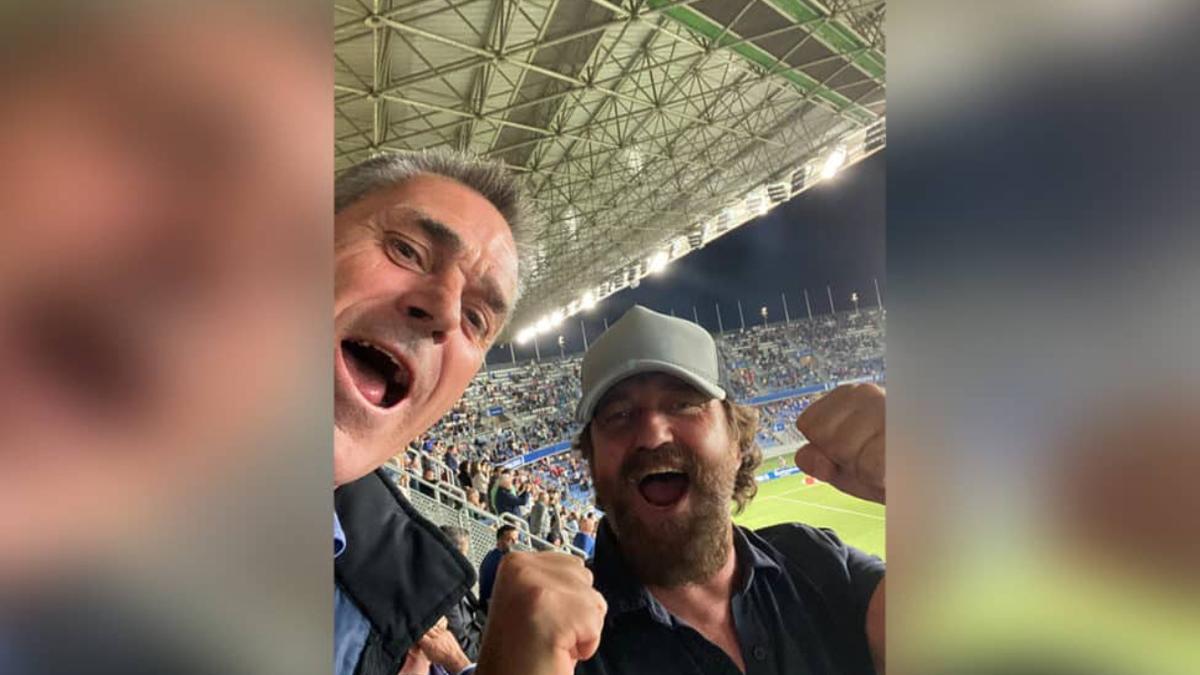 Gerard Butler celebra la victoria del CD Tenerife