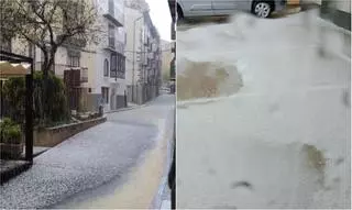 Vídeo: Una fuerte granizada cubre de blanco las calles de Morella