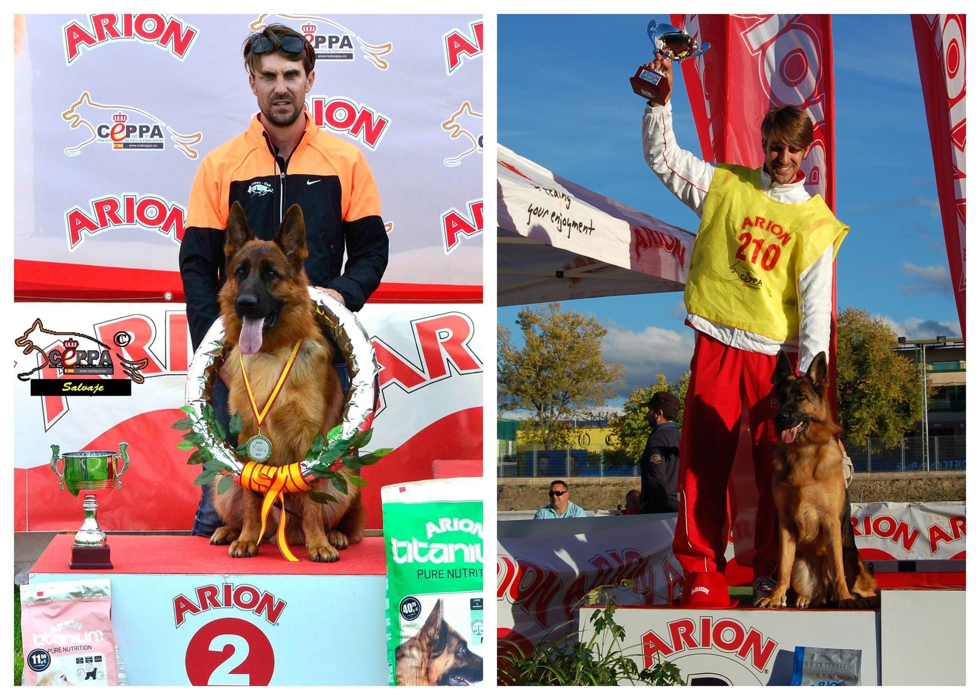 Enrique Jiménez, en dos entregas de premios juntos a los perros campeones.