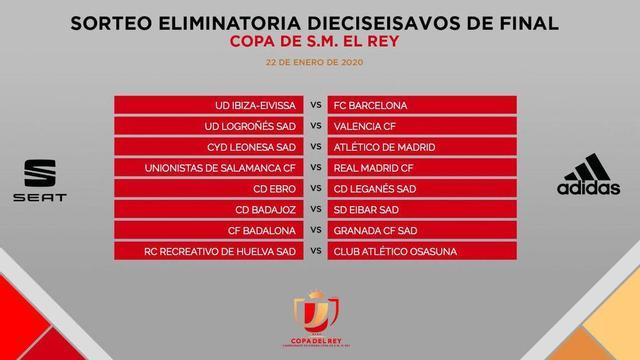 Todos los emparejamientos de los dieciseisavos de la Copa del Rey
