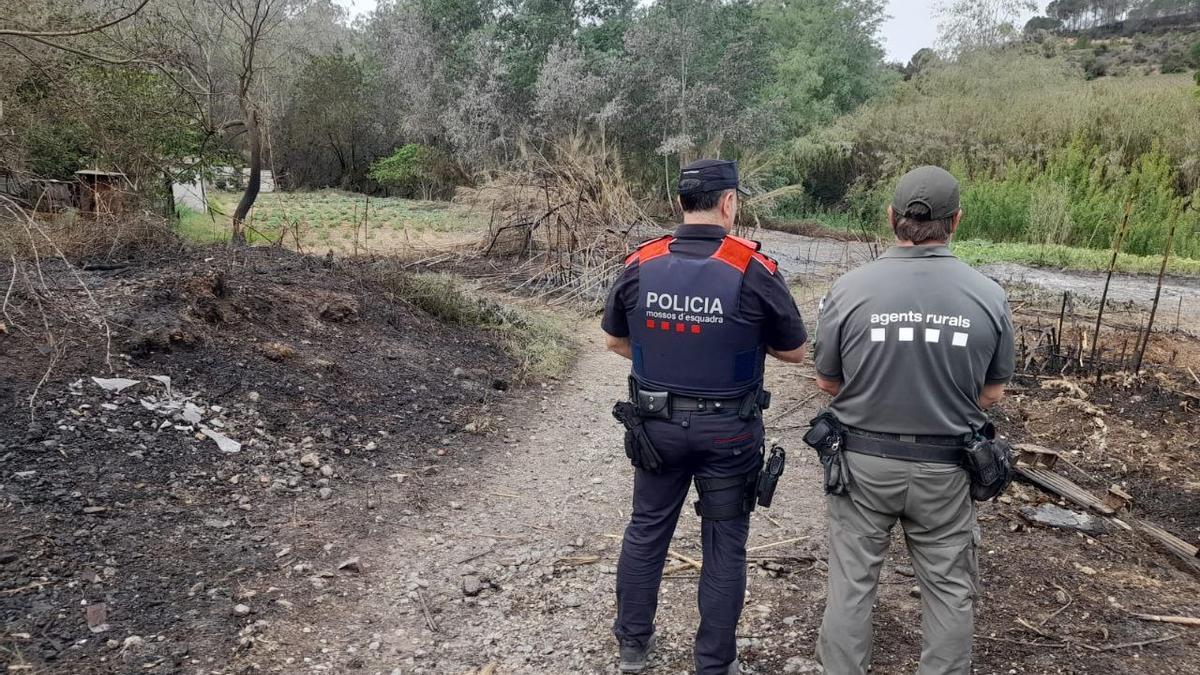 Agentes de Mossos y Rurals en el lugar del incendio