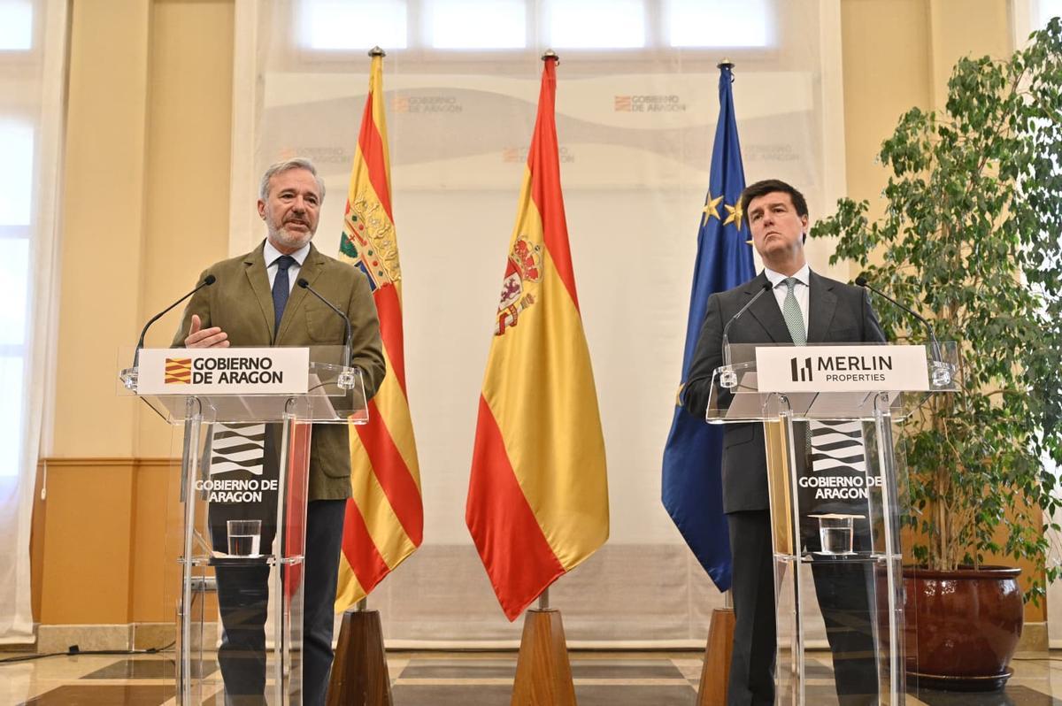 Jorge Azcón, este miércoles junto a Ismael Clemente, CEO de Merlin Properties.