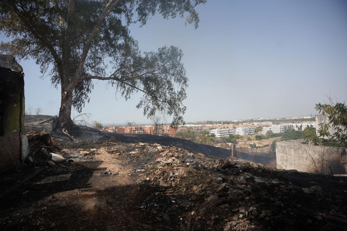 Imagen del incendio en la zona del Cerro del Carambolo en Camas (Sevilla).