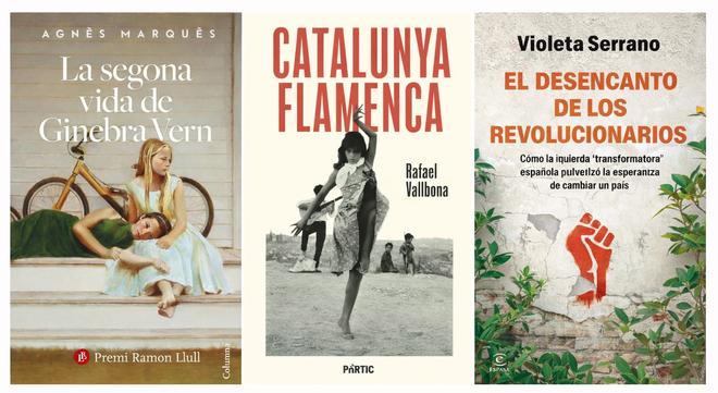 Portadas de La segona vida de Ginebra Vern, Catalunya flamenca y El desencanto de los revolucionarios.