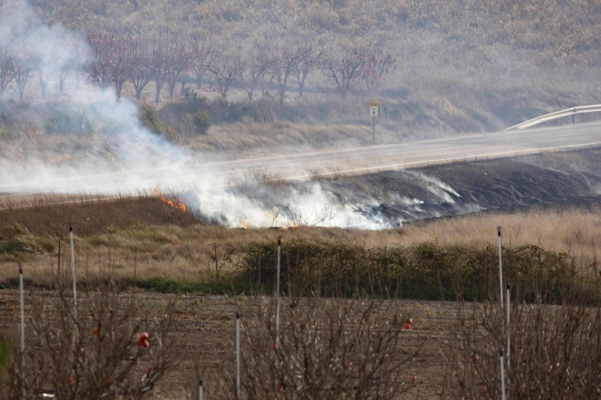 Movilizan varios medios aéreas para extinguir un incendio cercano a una pirotecnica en Bèlgida