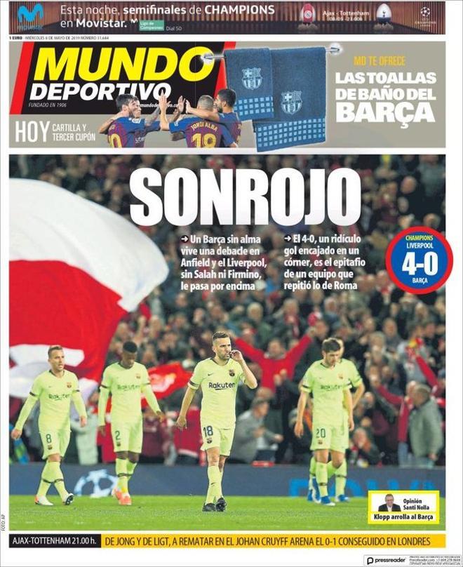 La portada de Mundo Deportivo del 8 de mayo