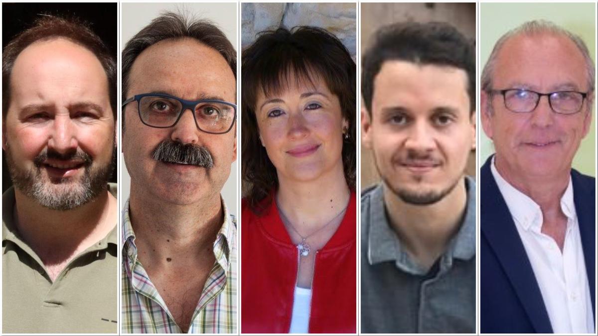 Los alcaldes de micropueblos, Joan Solà (alcalde de Riner), Dionís Oña (Montornès de Segarra), Anna Feliu (lAlbi), Omar Noumri (Castelló de Farfanya), Josep Tutusaus (Pontons).