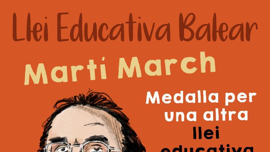 Imagen del cartel sobre Martí March y la nueva Ley de Educación.