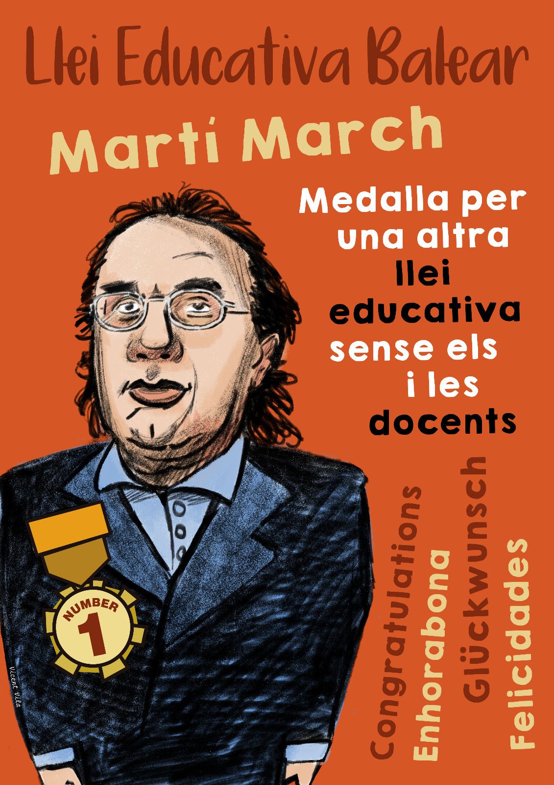 Imagen del cartel sobre Martí March y la nueva Ley de Educación.