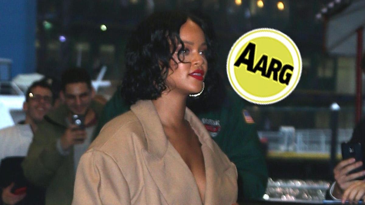 Rihanna con traje de chaqueta grande