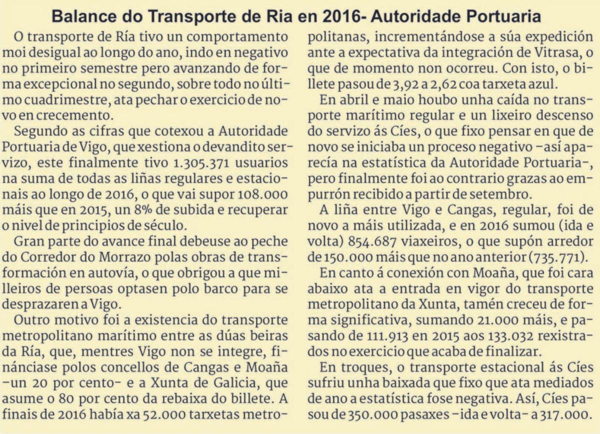 A evolución do transporte de ría (IX)