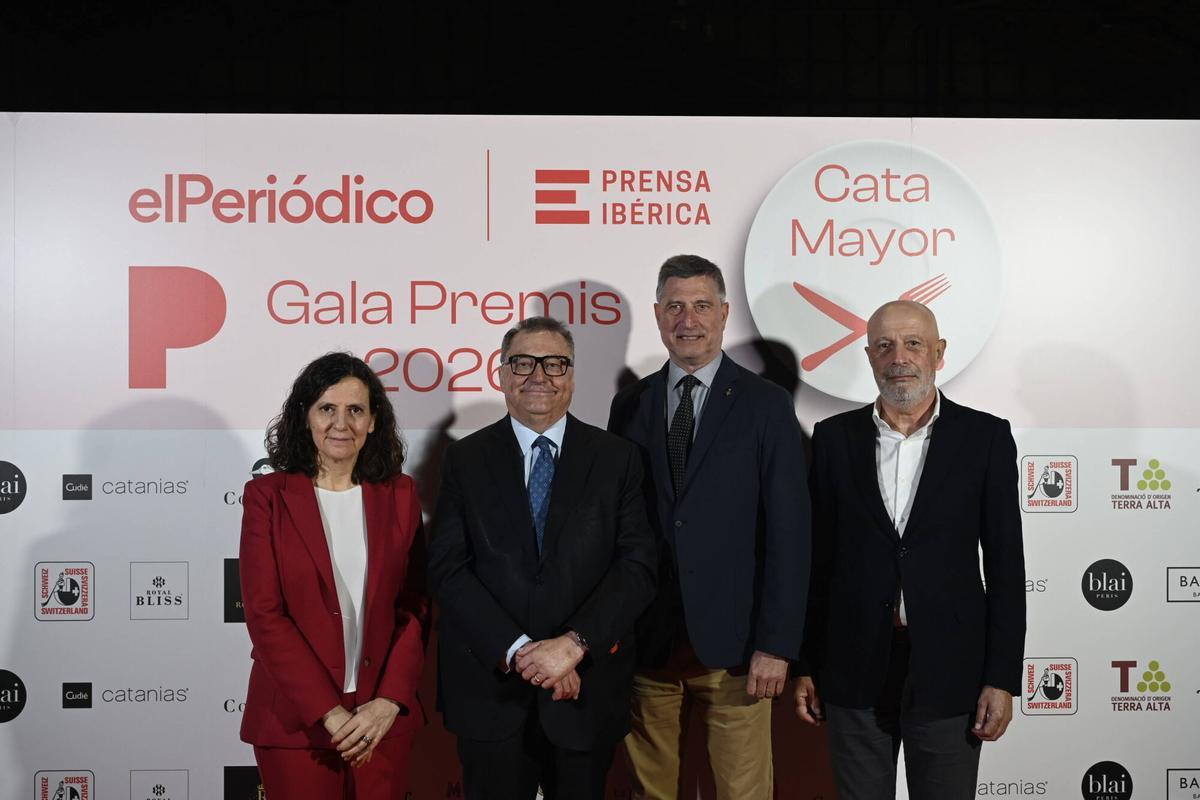 Gemma Martínez, directora adjunta de El Periódico; Ramón Agenjo, vicepresidente y director de Fundació Damm; Jordi Martí, de Junts per Catalunya, y Félix Noguera, director general de Prensa Ibérica para Catalunya y Baleares.