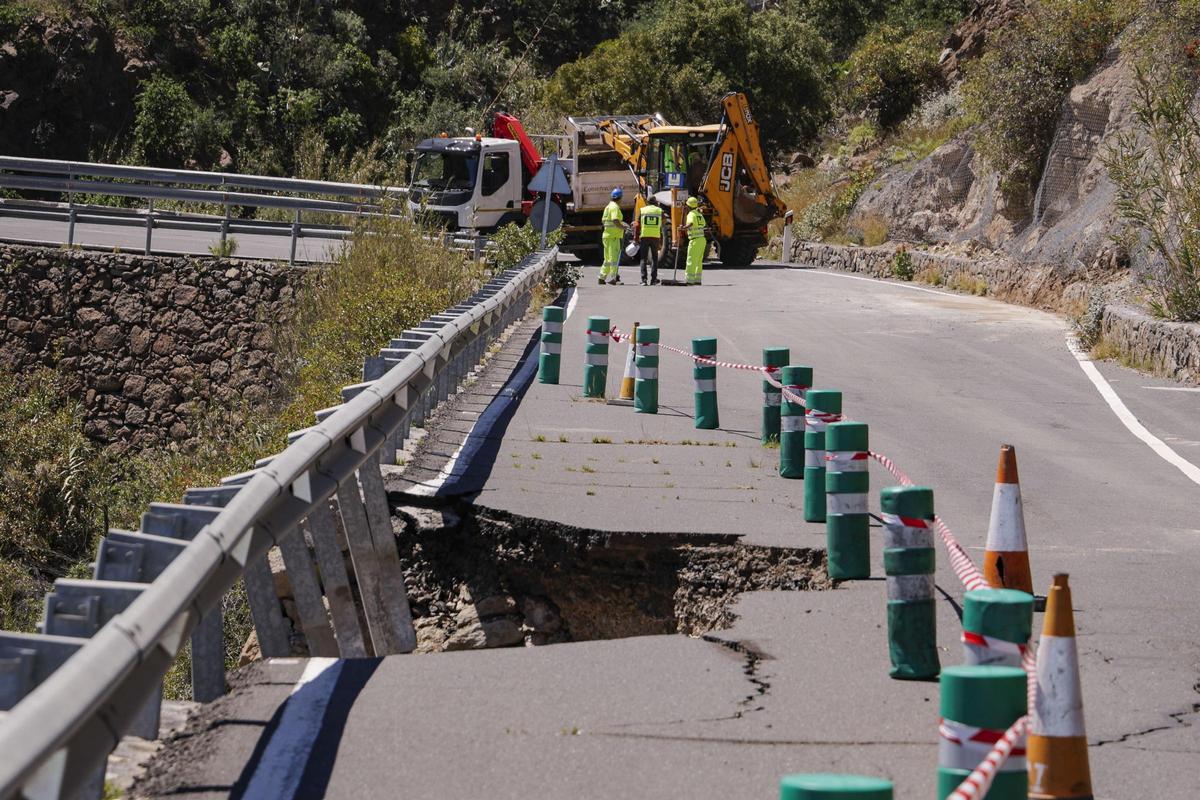 Situación de la GC-550 en Temisas (Agüimes).