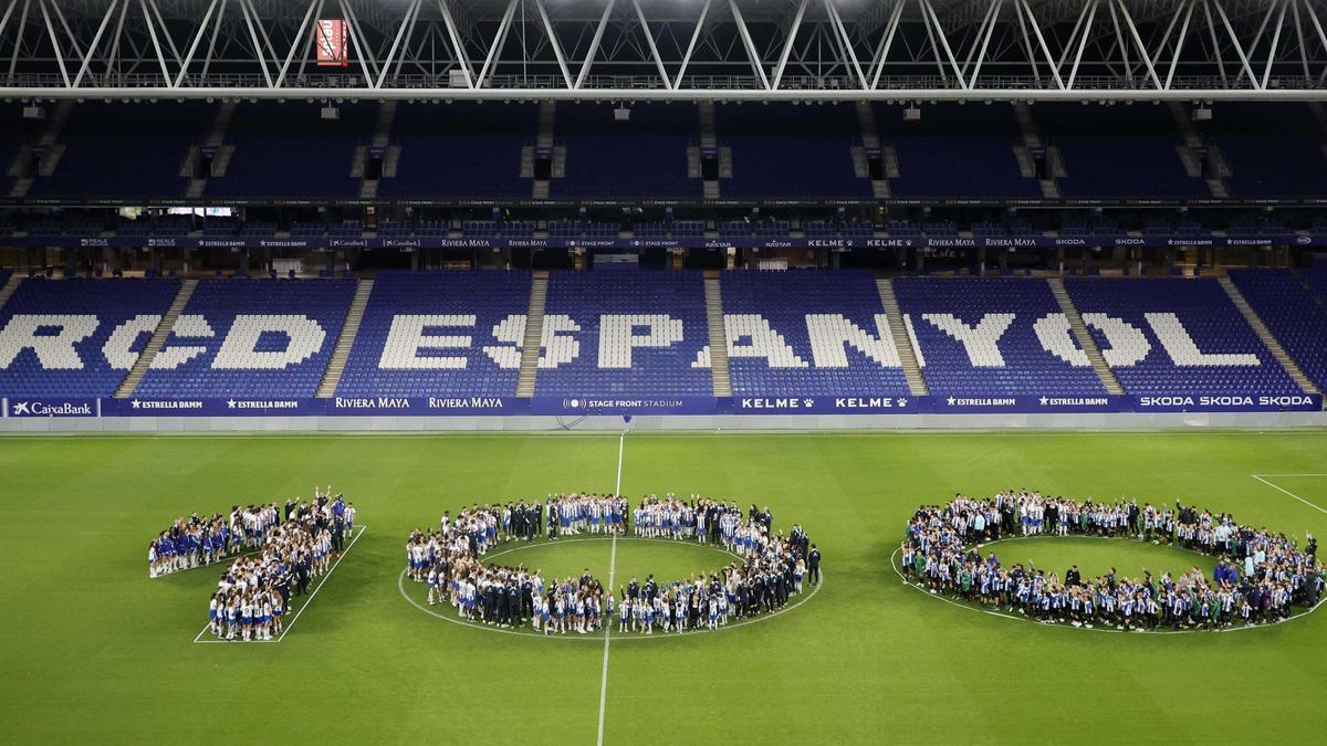 Celebración de los 100 años del fútbol base del Espanyol, este martes en el Stage Front Stadium.