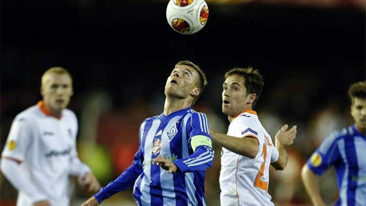 Andriy Yarmolenko, en un partido de Europa League contra el Valencia