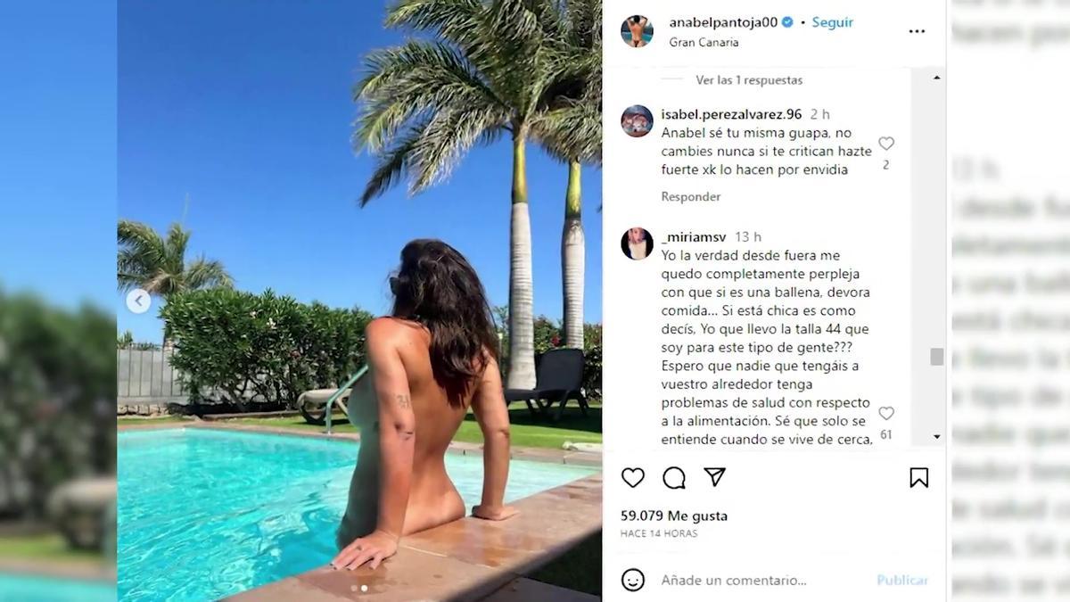 La respuesta de Anabel Pantoja a las críticas en Instagram