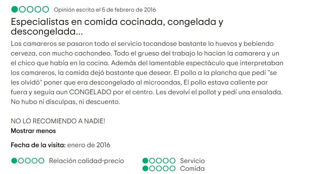 Opinión restaurante