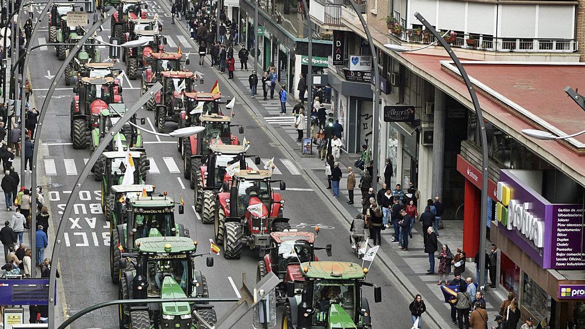 Tractorada en Murcia el pasado año por los bajos precios del campo.