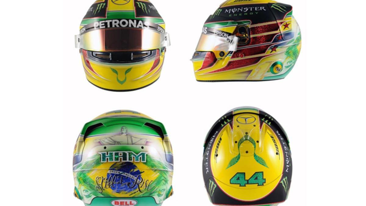 Hamilton homenajea a Senna con su casco