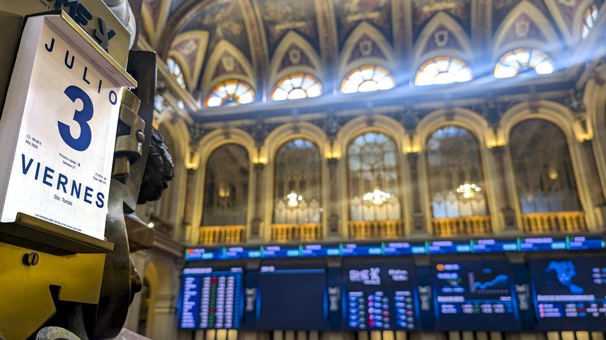 Imagen de la Bolsa española este viernes, cuando batió su récord histórico.