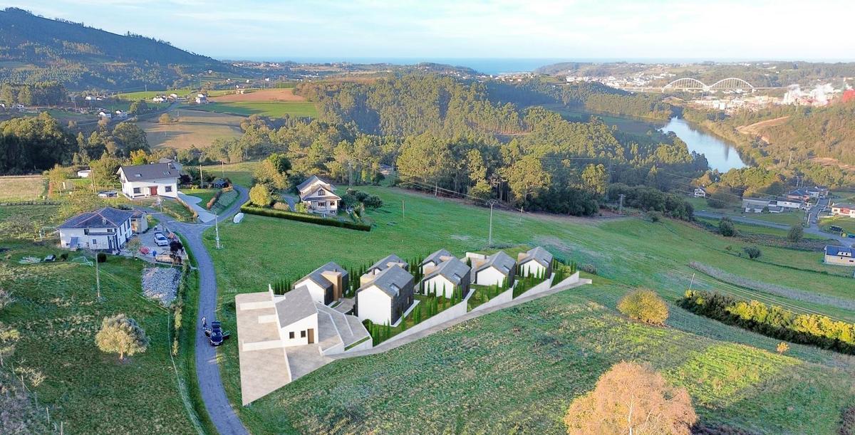 Infografía del proyecto, en la que se aprecia su ubicación sobre la ría de Navia.