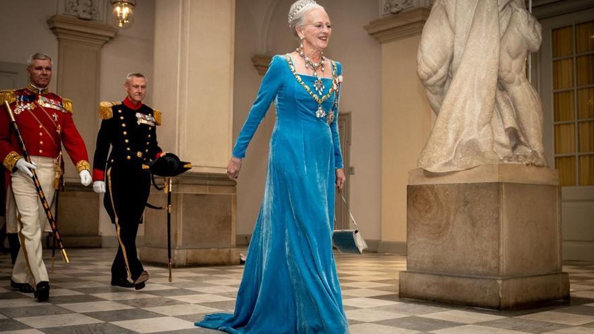 La reina Margarita, en la ceremonia por el 50ª aniversario por su ascensión al trono danés.