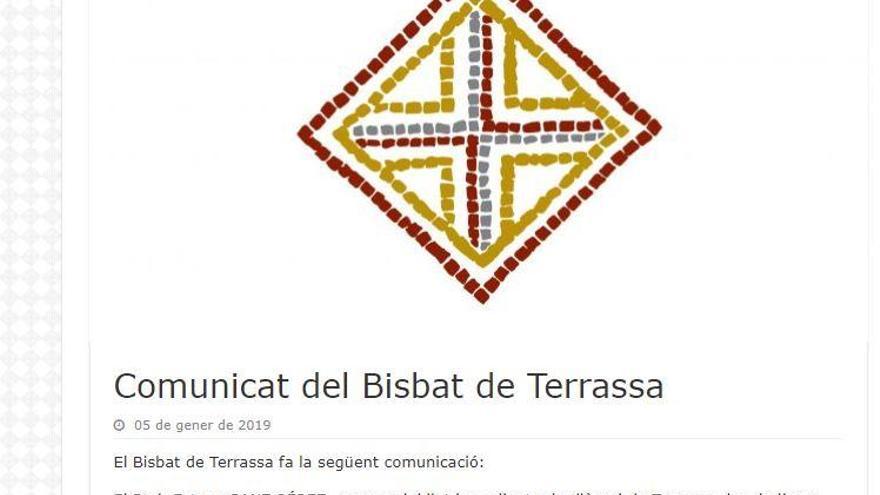 Detall del comunicat fet públic pel Bisbat.