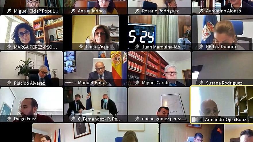 Vista parcial de la pantalla del pleno telemático de la Diputación. |   // FERNANDO CASANOVA