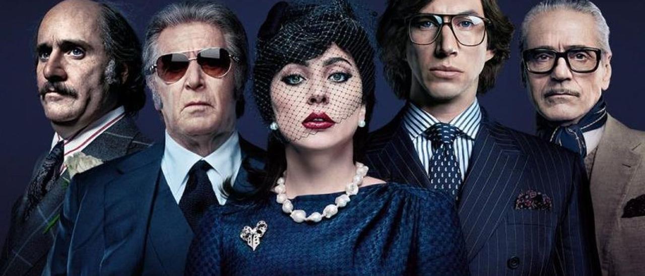 Imagen promocional de &#039;La casa Gucci&#039;, con Jared Leto, Al Pacino, Lady Gaga, Adam Driver y Jeremy Irons.