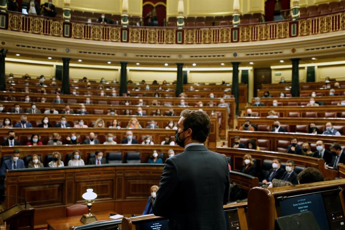 El líder del PP, Pablo Casado, en el Congreso de los Diputados.