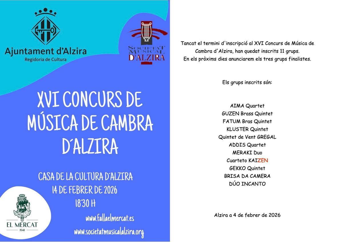 Cartel del concurso con los grupos participantes.