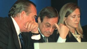 María Silva, junto a Florentino Pérez y Fernando Fernández Tapias, durante su etapa como directiva del Real Madrid