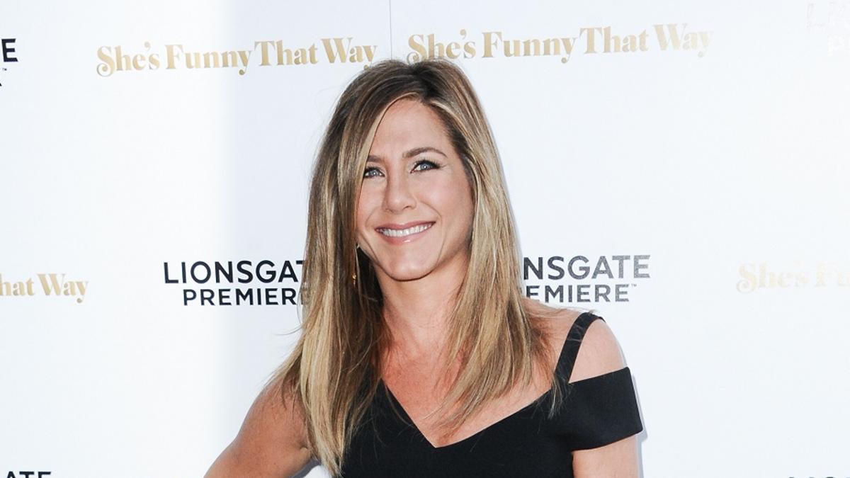 Jennifer Aniston en la presentación de 'She's funny that way'