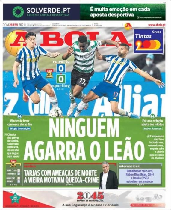 Portada A BOLA domingo 28 febrero 2021