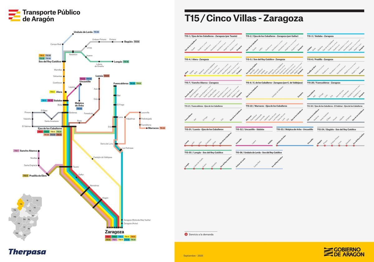 Plano de todas las líneas de bus del Lote 15