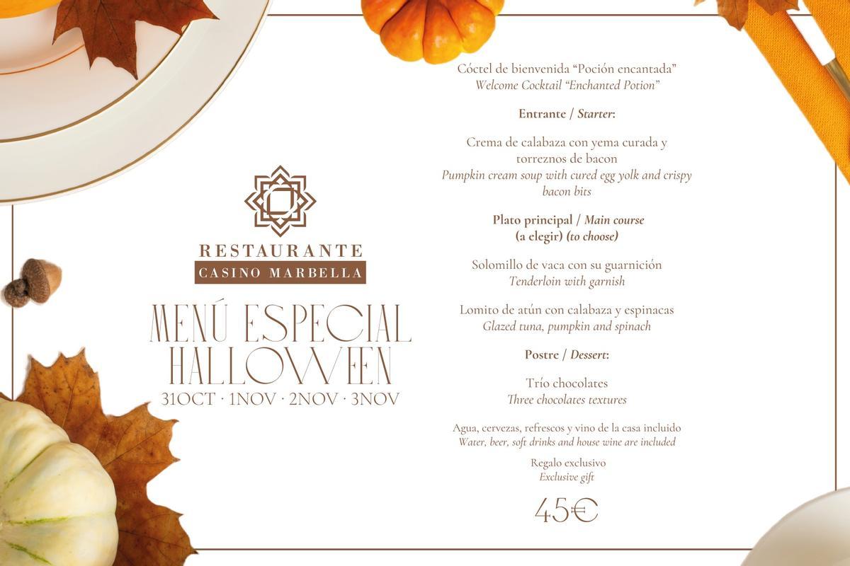 Menú Halloween del restaurante Casino Marbella