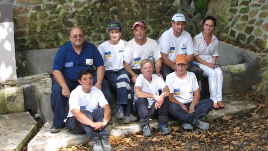 El módulo de albañilería, durante la clausura del taller de empleo.