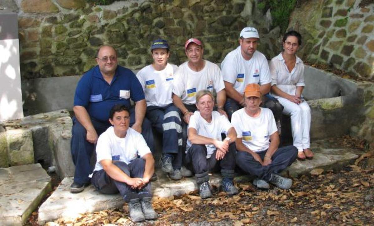 El módulo de albañilería, durante la clausura del taller de empleo.