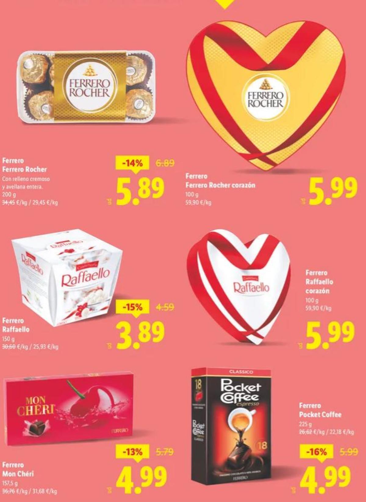 Productos de San Valentín.