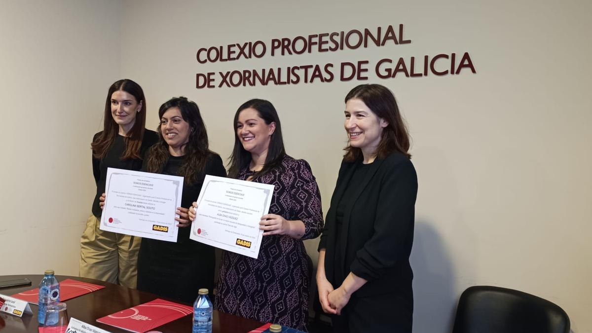 Belén Regueira, Alba Chao, Melisa Pagliaro y Carolina Sertal en el acto de entrega del premio