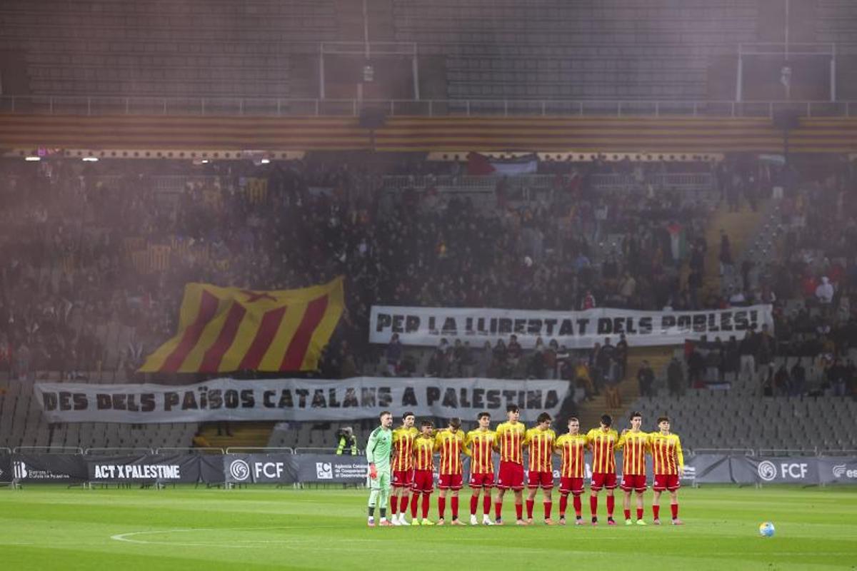 Partido entre Catalunya-Palestina en el Estadi Olímpic de Lluís Companys