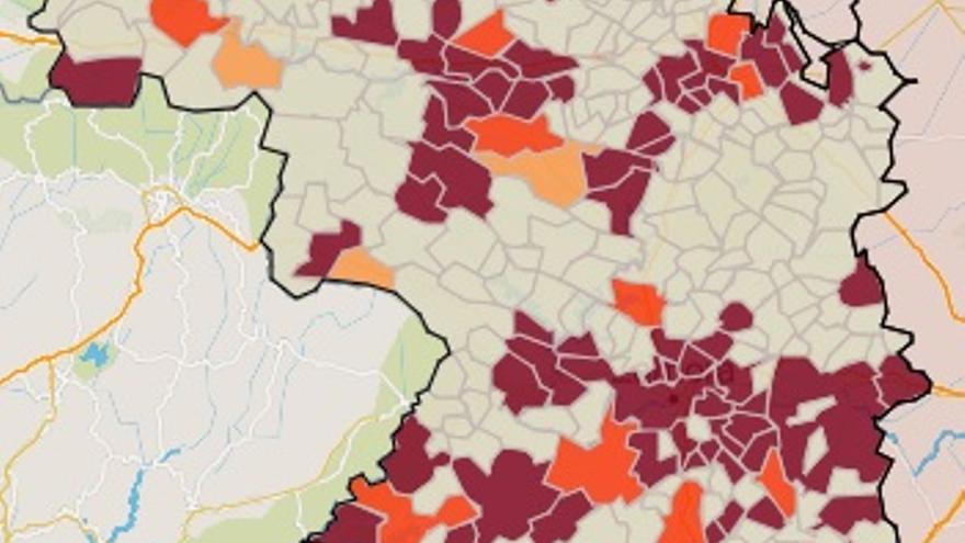 Mapa de riesgo de la pandemia del coronavirus por pueblos