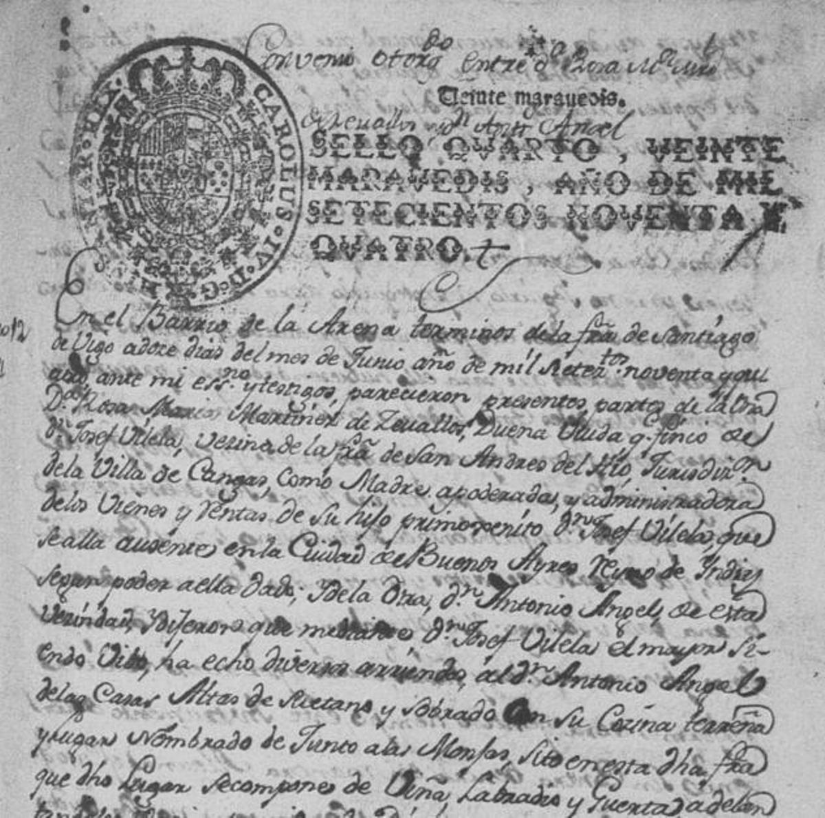 Documento notarial do 12 de xuño de 1794 referente  a María Rosa Martínez de Ceballos.  | //FAMILYSEARCH.ORG