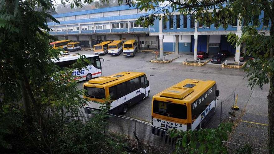 Autobuses aparcados en la terminal pontevedresa. // Gustavo Santos