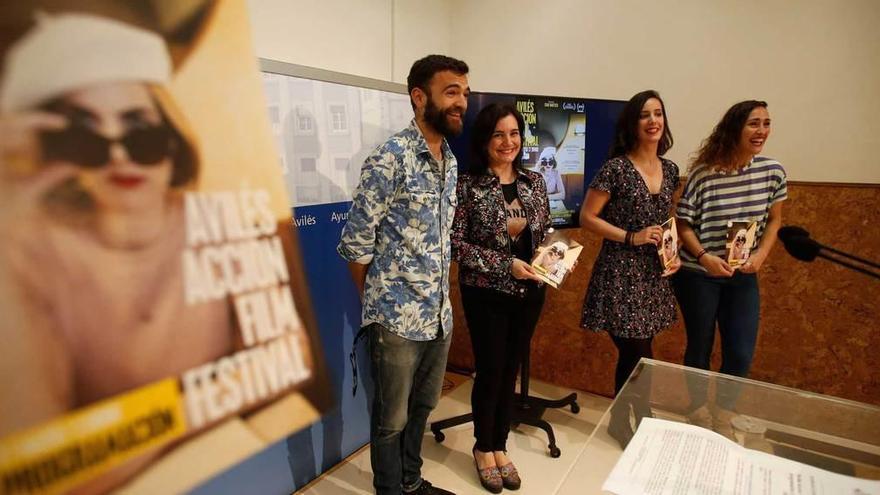 Javier Mediavilla, Yolanda Alonso, Andrea Armesto y Aida Valladares, en la presentación del festival de cortos.