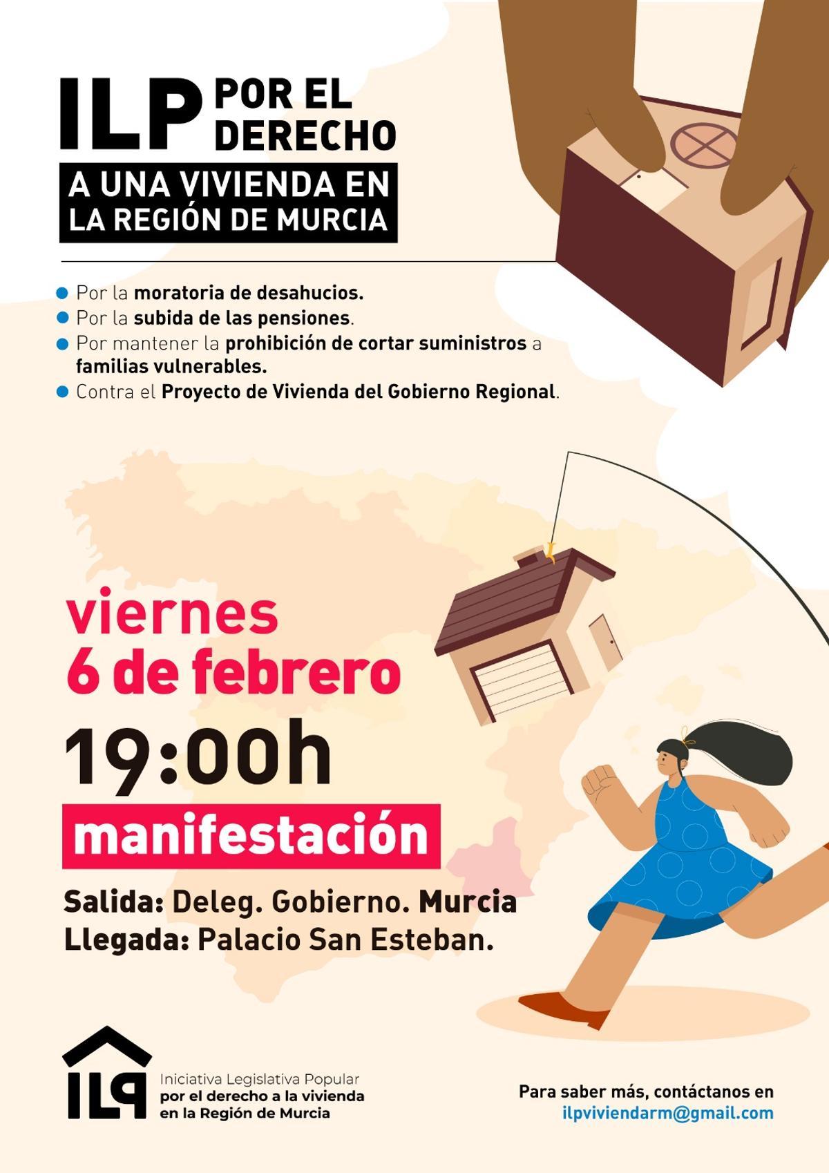 Cartel de la manifestación que se celebrará este viernes en Murcia.