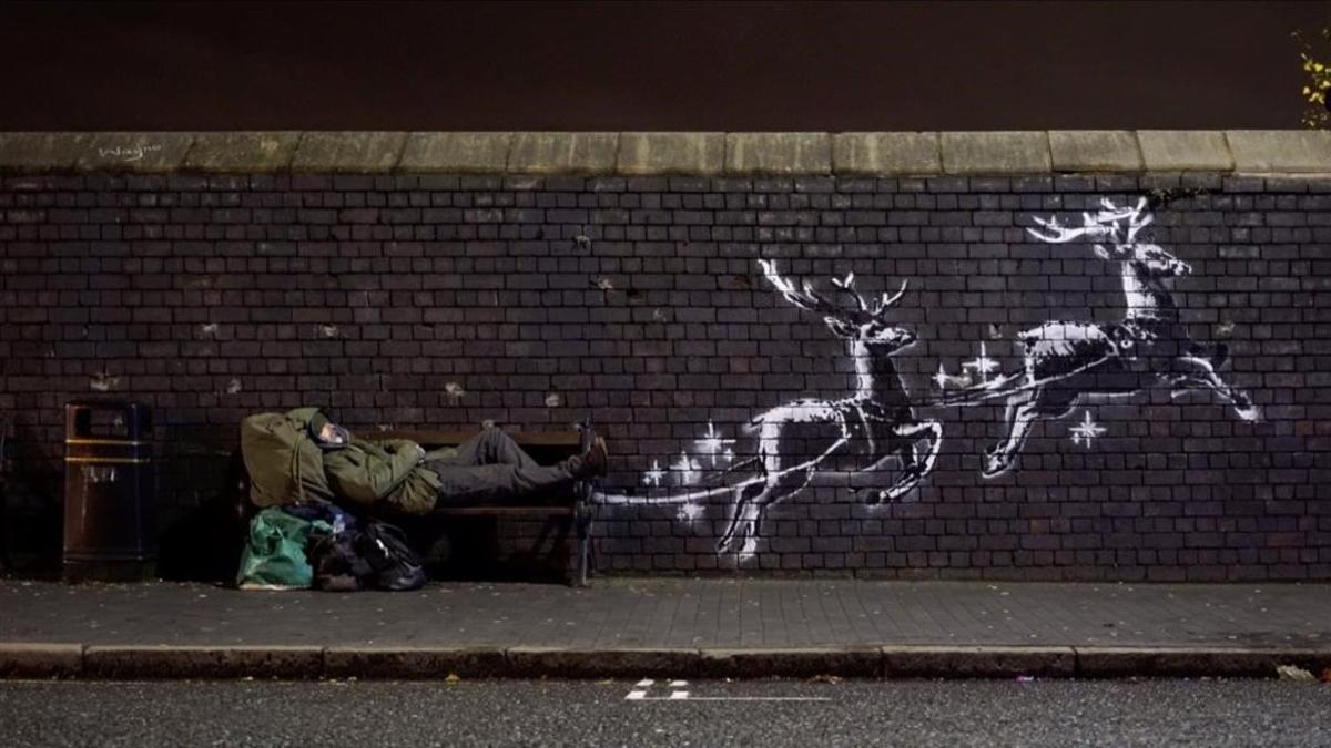 El mural de Banksy en Birmingham.