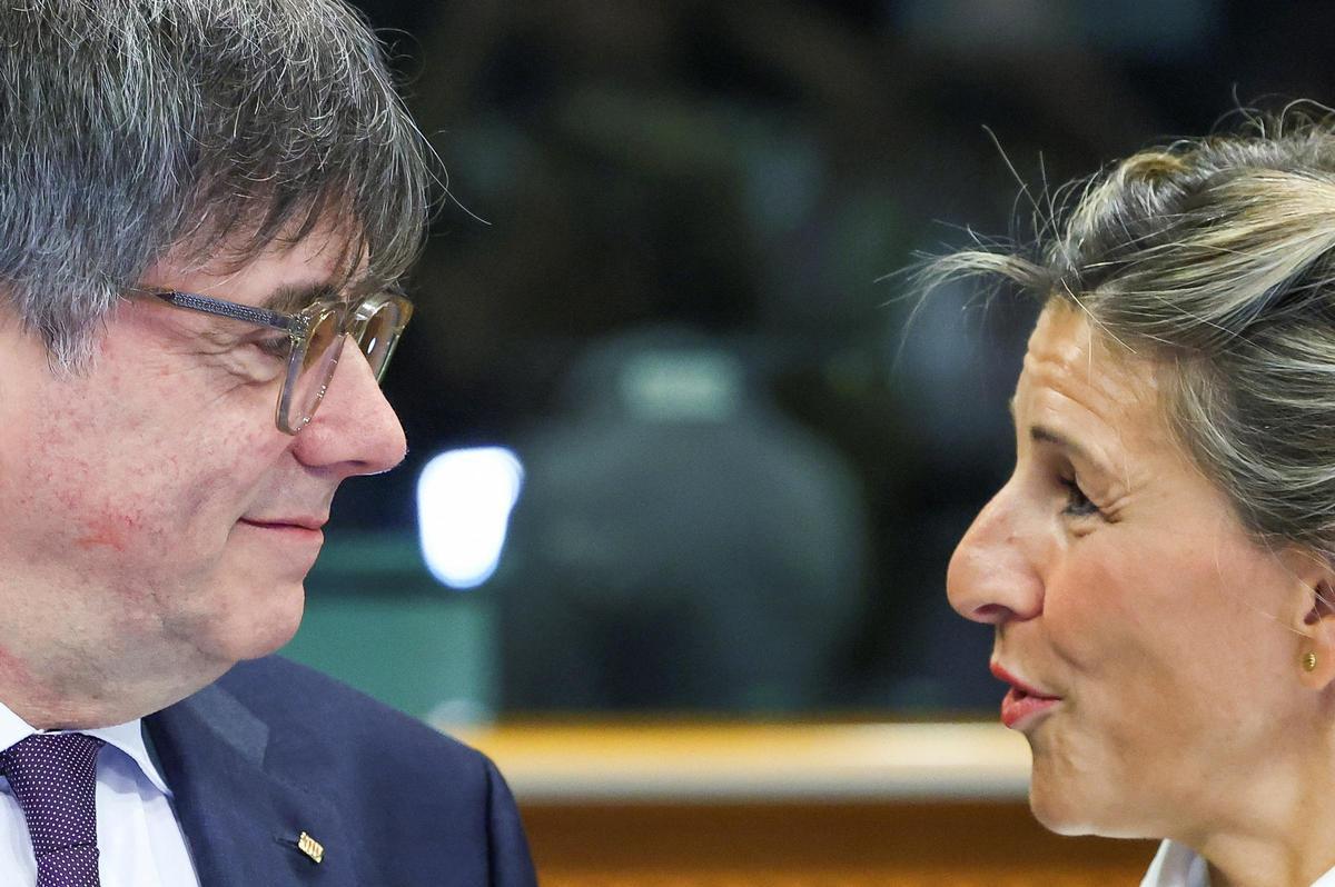 Carles Puigdemont y Yolanda Díaz se reúnen en el Parlamento Europeo