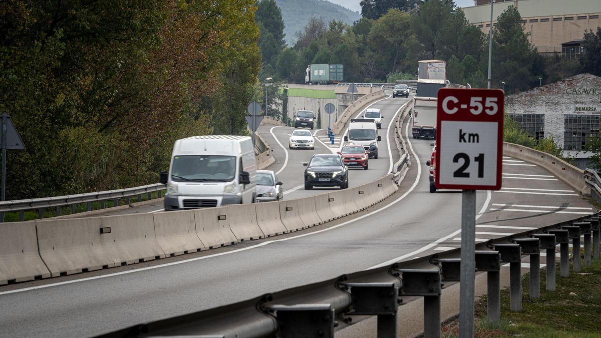 Tram de la C-55 a Sant Vicenç de Castellet, un dels que es preveu desdoblar
